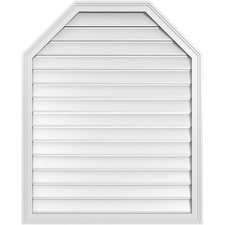 Ekena Millwork Octagonal Top Surface Mount PVC Gable Vent w/ 2"W x 1-1/2"P Brickmould Frame, 34"W x 42"H GVPOT34X4202SF